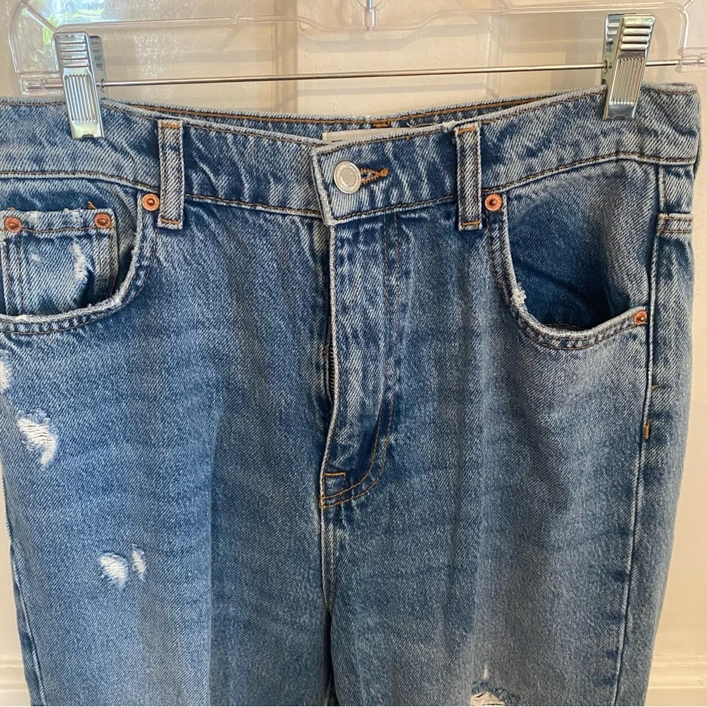 Zara High Waisted Distressed Jeans - Picture 6 of 8